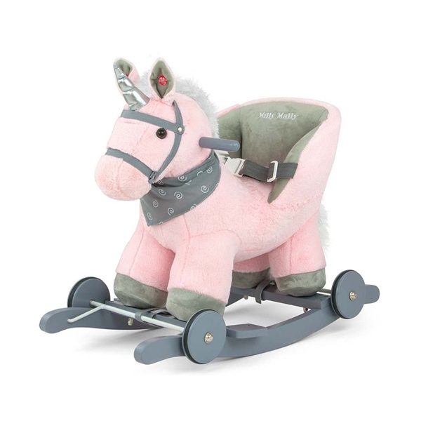 Rocking horse with melody and wheels Milly Mally Polly pink