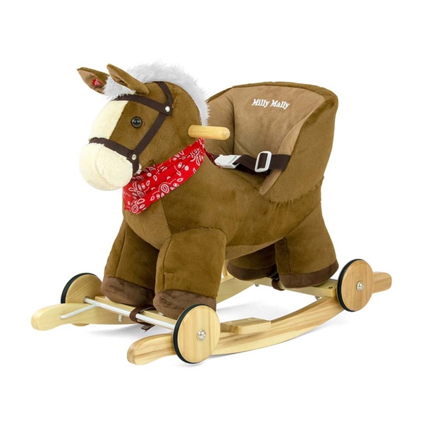 Rocking horse with melody and wheels Milly Mally Polly brown