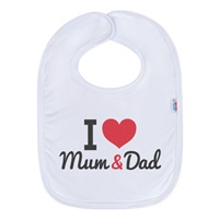 Baby Cotton Bib New Baby I love Mum and Dad