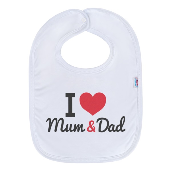 Baby Cotton Bib New Baby I love Mum and Dad