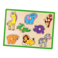 Children's wooden puzzle with handles Viga ZOO