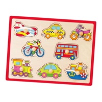 Children's wooden puzzle with handles Viga Vehicles