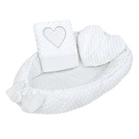 Luxury nest with pillow and blanket New Baby from Minky Heart white