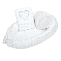 Luxury nest with pillow and blanket New Baby from Minky Heart white