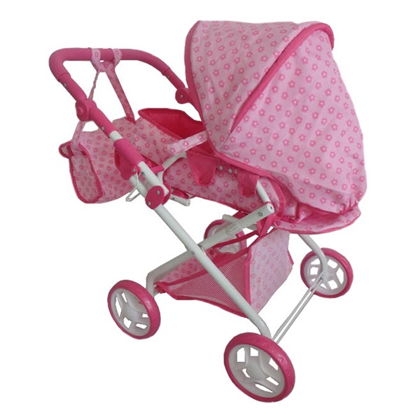 Baby Mix 2in1 baby doll stroller pink with flowers