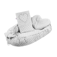 Luxury nest with pillow and blanket New Baby from Minky Heart grey