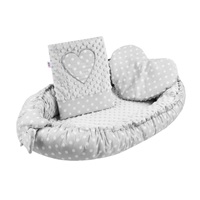 Luxury nest with pillow and blanket New Baby from Minky Heart grey