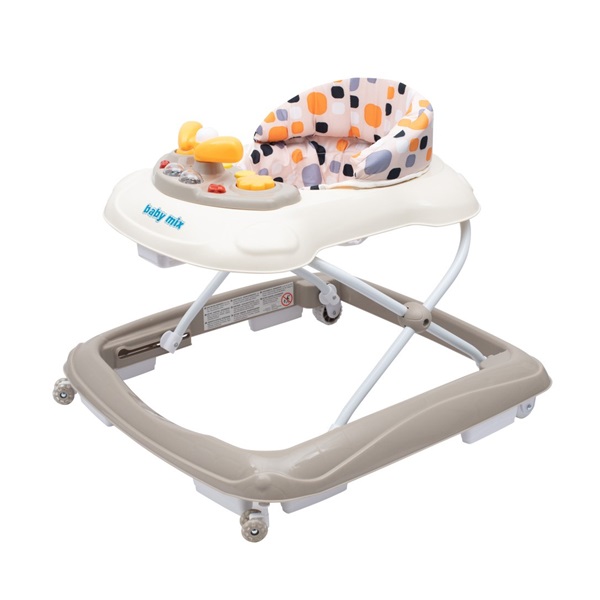 Baby Mix baby walker with steering wheel and silicone wheels beige