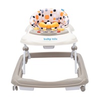 Baby Mix baby walker with steering wheel and silicone wheels beige