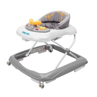 Baby Mix baby walker with steering wheel and silicone wheels grey