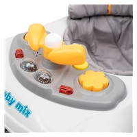 Baby Mix baby walker with steering wheel and silicone wheels grey