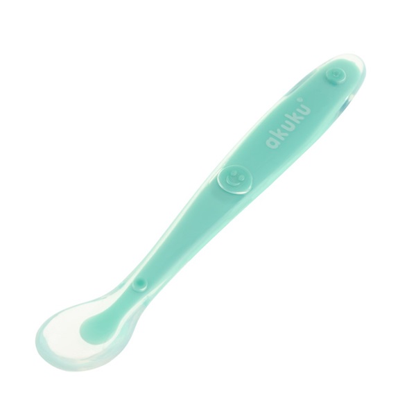 Baby silicone spoon Akuku green