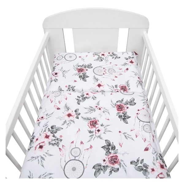 2-piece bedding New Baby 90/120 cm white flowers and feathers