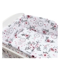 3-piece bedding New Baby 90/120 cm white flowers and feathers