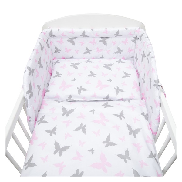 3-piece bedding New Baby 90/120 cm white butterflies