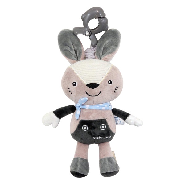 Baby Mix Rabbit grey plush toy with toy machine and clip