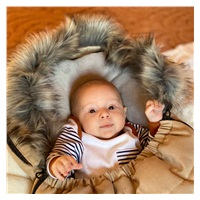 New Baby baby bib with fur coat light grey