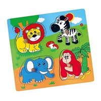 Wooden puzzle with handles for little ones Viga ZOO