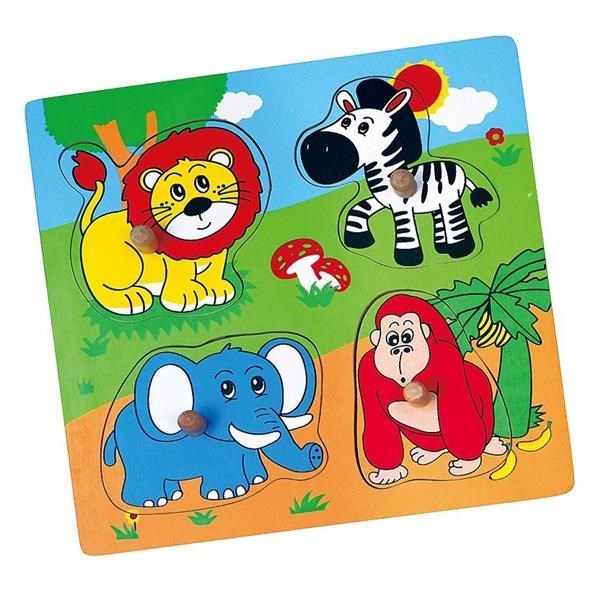 Wooden puzzle with handles for little ones Viga ZOO