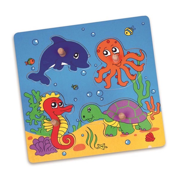 Wooden puzzle with handles for little ones Viga Sea