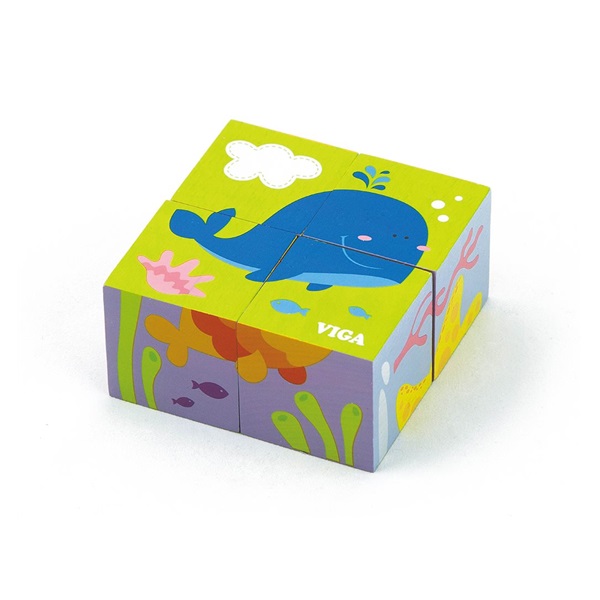 Wooden puzzle blocks for kids Viga Whale