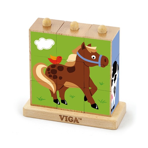 Wooden puzzle blocks on stand Viga Farm