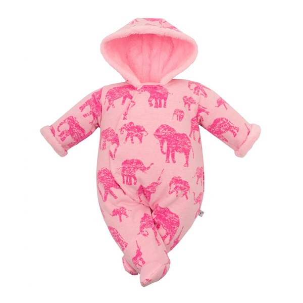 Baby Service Elephants Winter Infant Jumpsuit with Hood Pink, size 68 (4-6m)