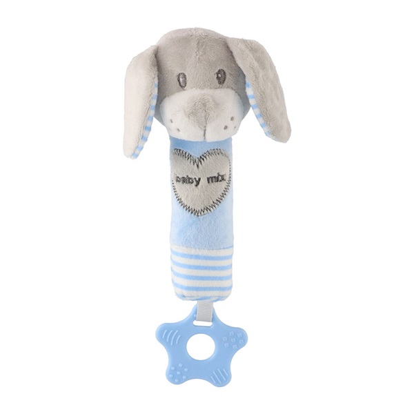 Baby Mix dog blue squeaky plush toy with chew toy