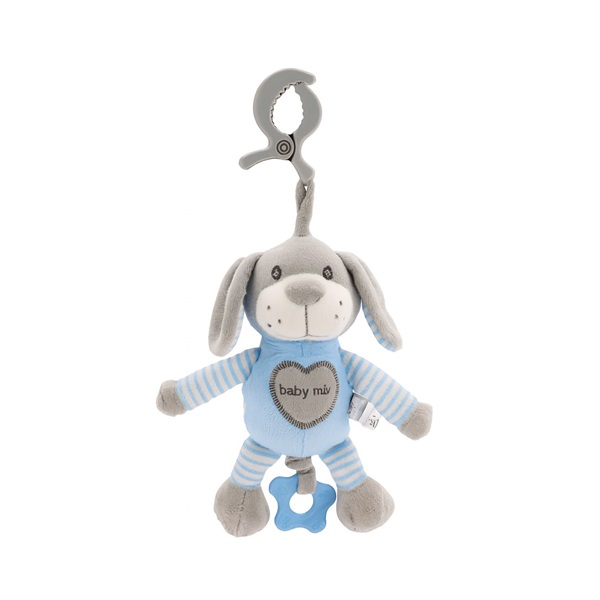 Educational playing plush toy with clip Baby Mix dog blue