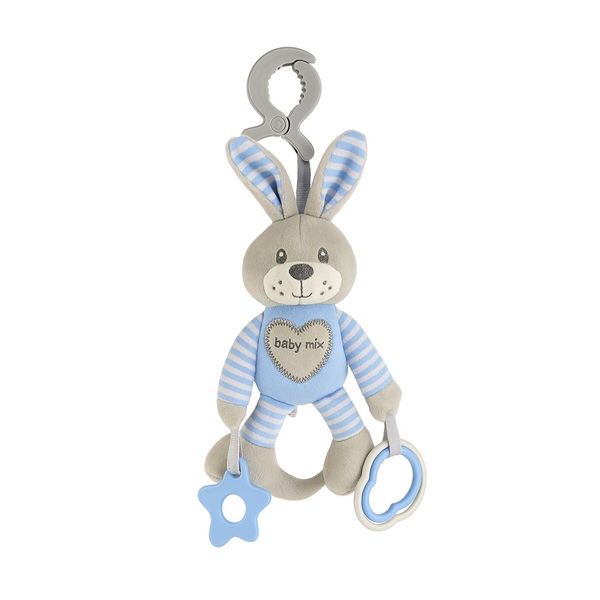 Educational playing plush toy with clip Baby Mix rabbit blue