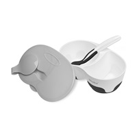 Baby bowl with spoon Akuku white-black