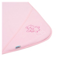Baby terry towel with embroidery and hood New Baby 80x80 pink elephant