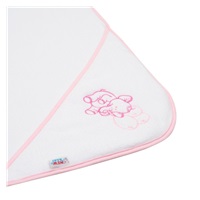 Baby terry towel with embroidery and hood New Baby 80x80 white elephant