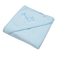 Baby terry towel with embroidery and hood New Baby 80x80 blue giraffe