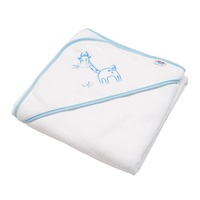 Baby terry towel with embroidery and hood New Baby 80x80 white giraffe