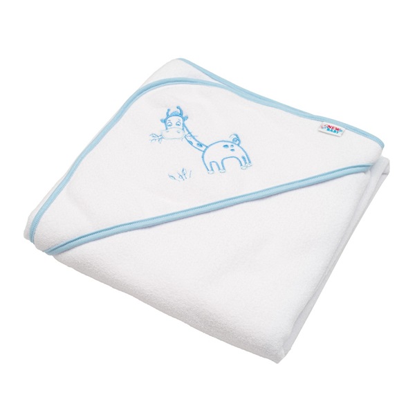 Baby terry towel with embroidery and hood New Baby 80x80 white giraffe