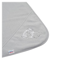 Baby terry towel with embroidery and hood New Baby 80x80 grey bear