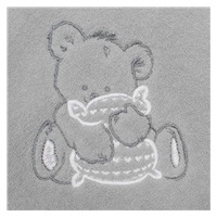 Baby terry towel with embroidery and hood New Baby 80x80 grey bear