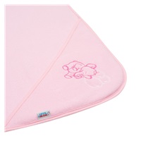 Baby terry towel with embroidery and hood New Baby 100x100 pink elephant