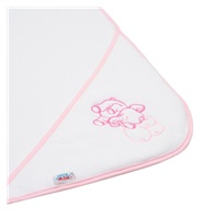 Baby terry towel with embroidery and hood New Baby 100x100 white elephant