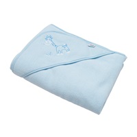 Baby terry towel with embroidery and hood New Baby 100x100 blue giraffe