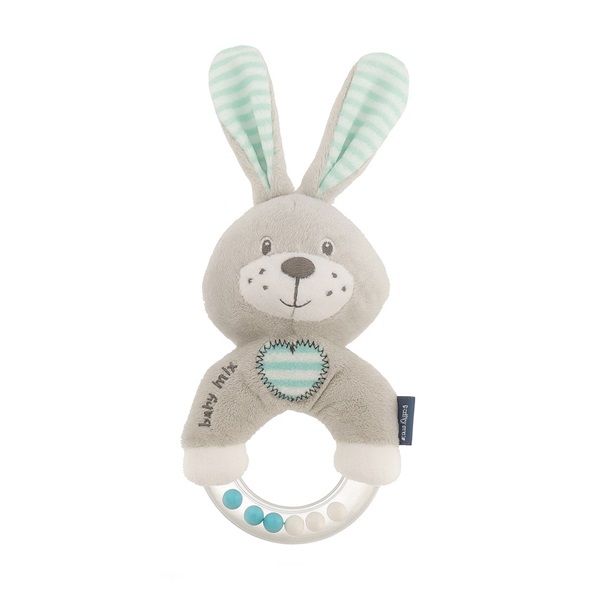 Baby Mix plush rabbit rattle mint