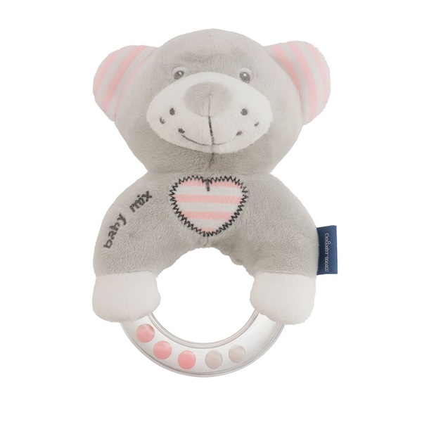 Baby Mix Bear Pink Plush Rattle
