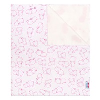 Waterproof Flannel Pad New Baby Hippo White and Pink