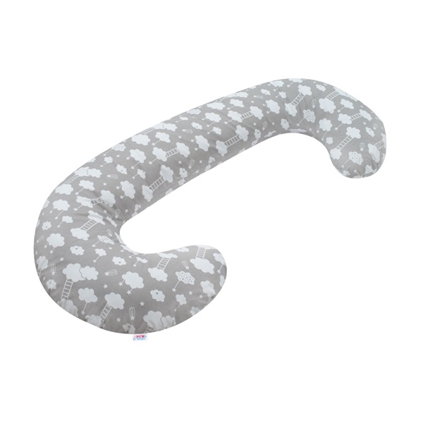 Universal nursing pillow in the shape of C New Baby Cloud grey