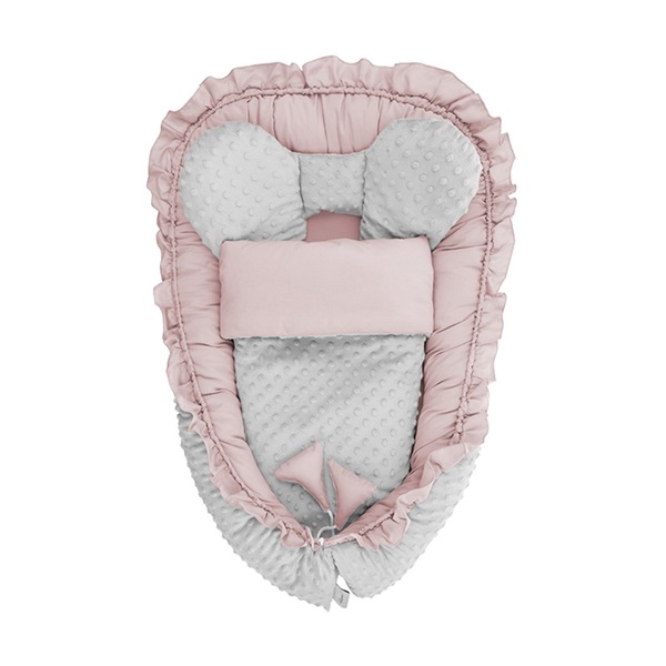 Minky Belisima Mouse pink baby nest with blanket