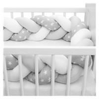 Protective crib mattress cover New Baby stars grey and white