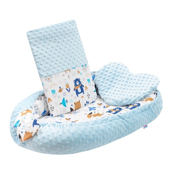 Luxury nest with pillow and blanket New Baby from Minky blue