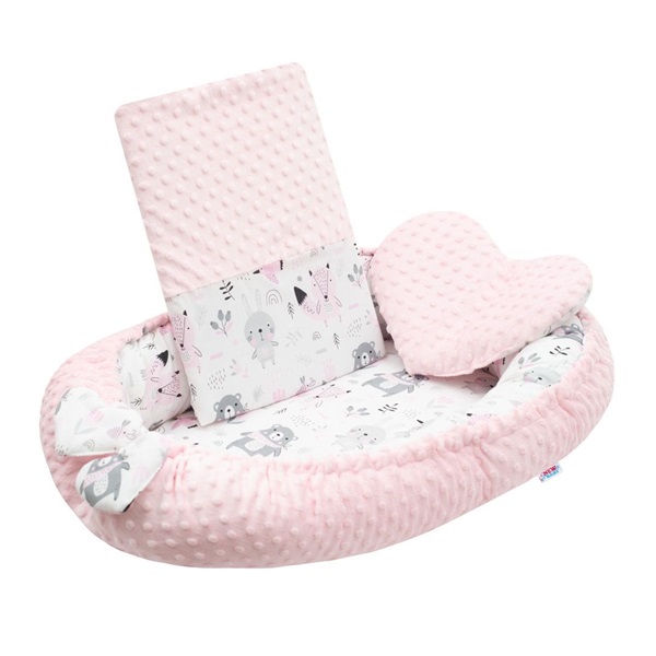 Luxury nest with pillow and blanket New Baby from Minky pink