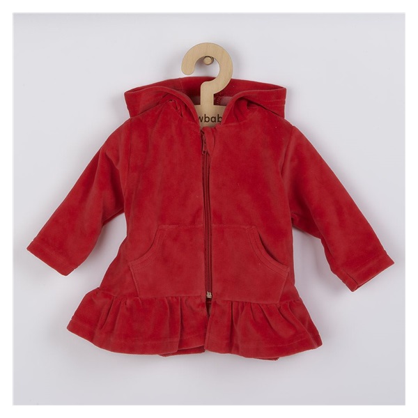 New Baby Baby red semi-sheer hoodie with hood, size 74 (6-9m)